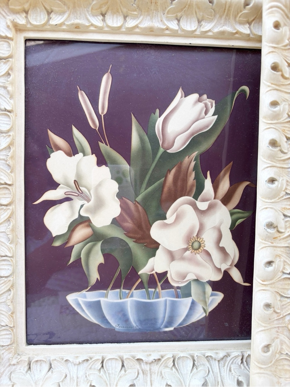 Vintage Floral Flower Art Print Turner MCM Framed Still Life Painting Set Of 2 - Picture 4 of 5